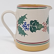 Nicholas Mosse Pottery Creamer Pitcher Holly & Ivy 4.75" x 5" Ireland