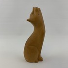 Carved Wood Cat Figure Looking Up 6.5”