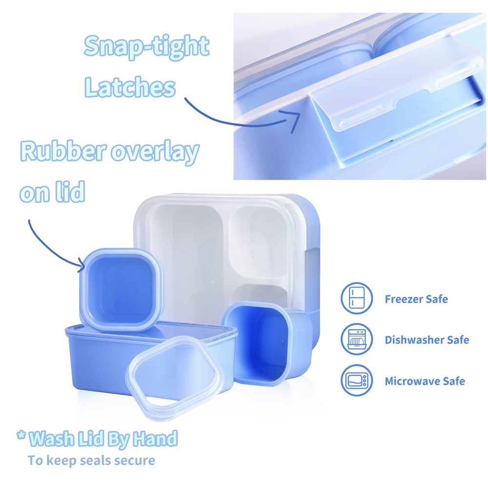 Bento Box for Kids, Kids Lunch Box with 3 Removable Compartments, Toddler Bab...