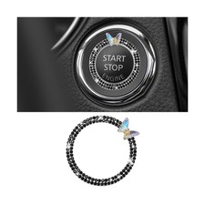 Car Butterfly Bling Ring Emblem, Car Buttons and Knobs Ring, Push to Start Bu...