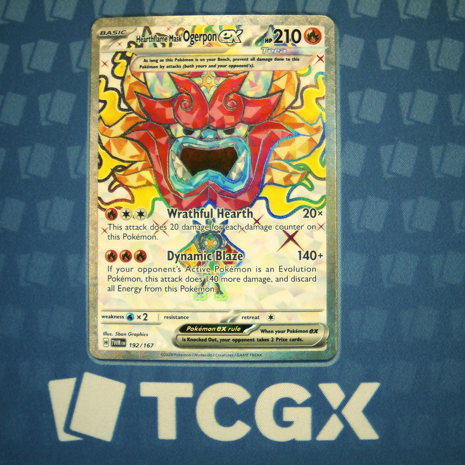 Pokemon - Hearthflame Mask Ogerpon ex - 192/167 - SV06: Twilight Masquerade NM