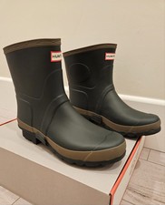 NEW HUNTER SIZE11 MENS BOOTS GARDENER SHORT OUTDOOR RUBBER DARK OLIVE WATERPROOF