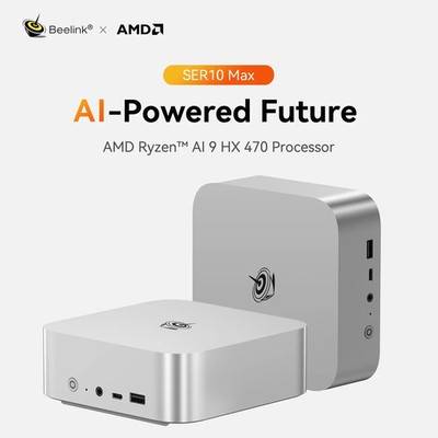 Beelink SER10 MAX HX470 Mini PC - 64GB 1TB - 10GbE LAN - Frost Silver - Mint