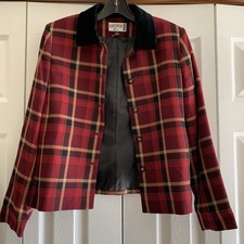 Kasper A.S.L. 6 Plaid Blazer W/velvet Collar Multicolor