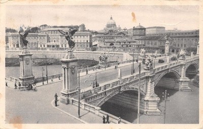 Postcard Rome Bridge V. Emanuele II White Orchid Perfume Plate Stamp 