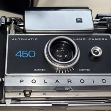 Polaroid 450 Land Camera Black with Case, Focused Flash, and Cold Clip