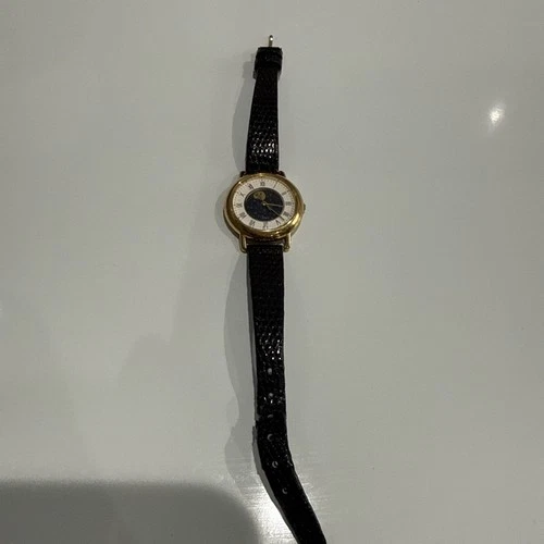 Vintage Timex Watch Moon Phase Women 27mm Gold Tone Leather BOX New Battery