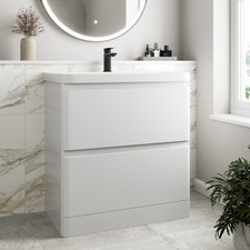 Modern Bathroom Vanity Unit Basin Cabinet Floor Standing Wall Hung Storage White