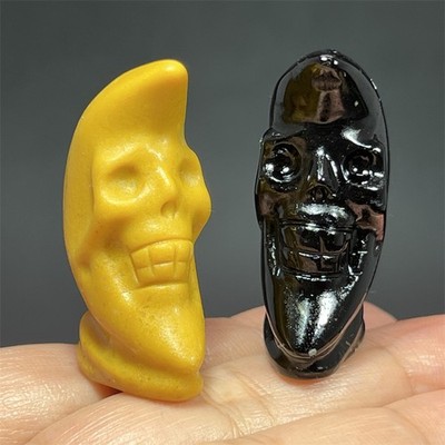 1.6'' Natural Mixed quartz Moon skull quartz crystal skull pendant Random 2pcs
