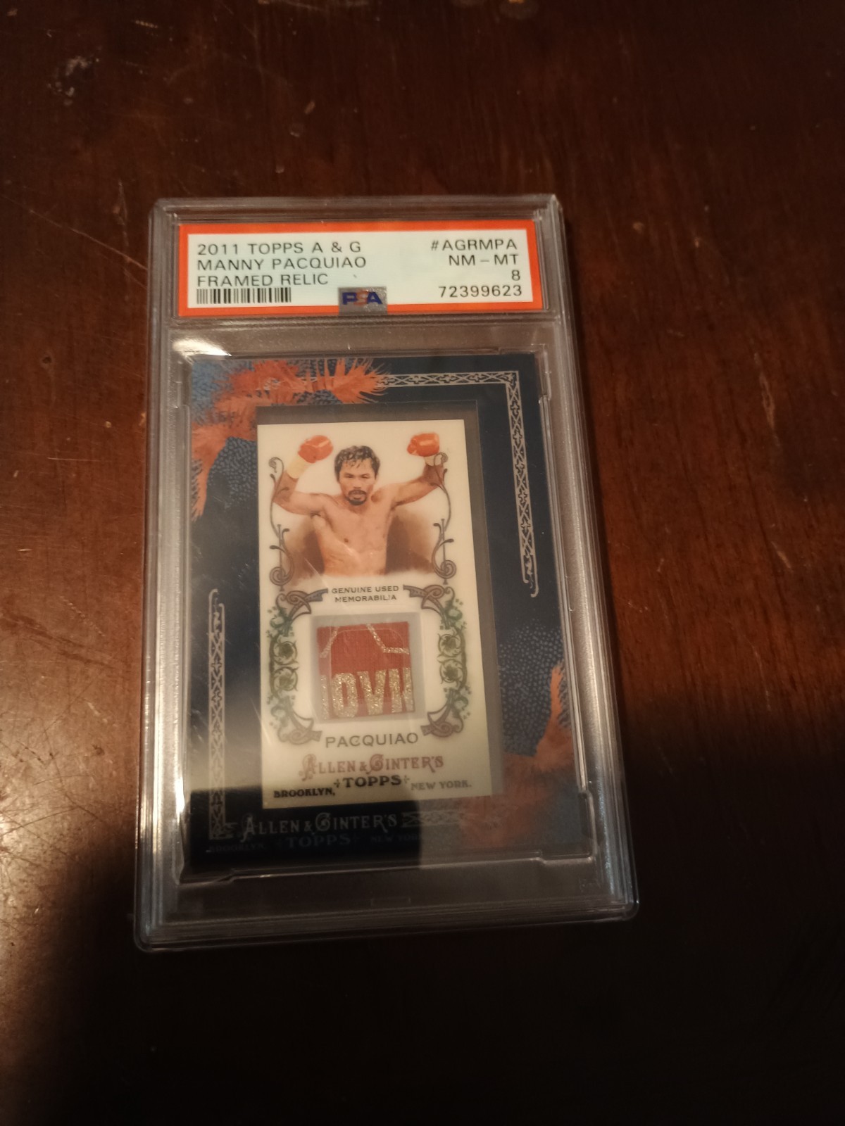 2011 Topps Allen & Ginter's - Fram Mini Relics Manny Pacquiao #AGR-MPA (MEM, RC)