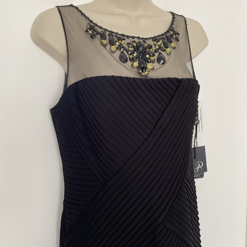 BLACK BEADED DRESS SIZE 10P ADRIANNA PAPELL PENCIL MIDI DRESS - Picture 4 of 11