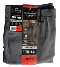 Weatherproof Vintage Men's Tech Pant Straight Fit Water Resistant Gray 34x29