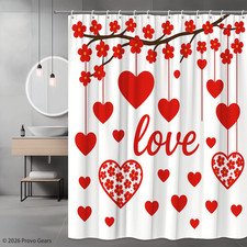 Romantic Red Heart Shower Curtain for Love and Valentine's Day Decor
