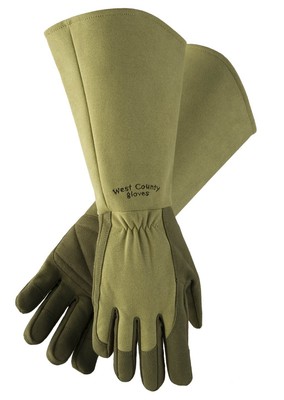 West County 054M/S Gauntlet Rose Gloves   Small, Moss, Gardening Gloves w/Ela...