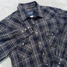Wrangler Pearl Snap Shirt L Men's Long Sleeve Western Cowboy Plaid
