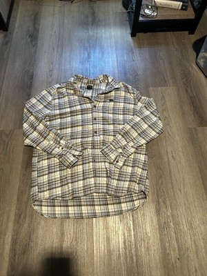 Lee Men s XXL Plaid Button Front Shirt Brown Cream Long Sleeve Casual