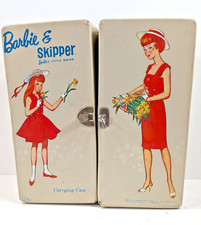 Vintage 1964 Barbie and Skipper White Carrying Case W/ 2 Mattel Barbie 1966 1968