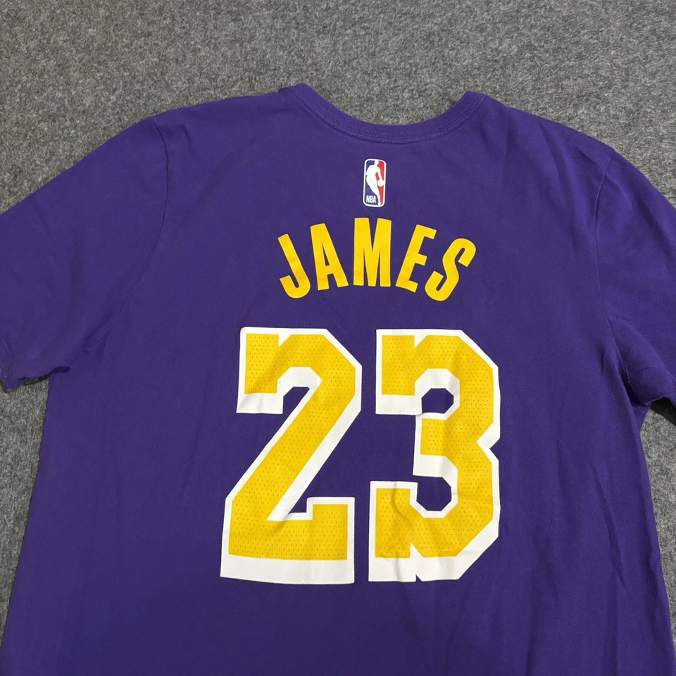 Camisa Nike Los Angeles Lakers Para Hombre Grande Lebron James Púrpura Manga Corta Foto 4 de 4