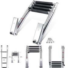 Stainless Steel Telescopic 4 Step Ladder 900 Pound Capacity Pontoon Boat Dock