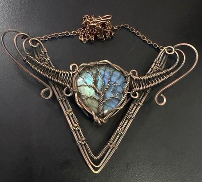 Fiery Labradorite Gemstone Jewelry Copper Friend Gift Chain Necklace Gift