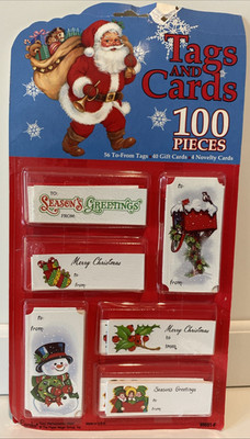 Vtg Christmas Tags & Cards 100 Pieces Eureka The Paper Magic Group USA New NOS