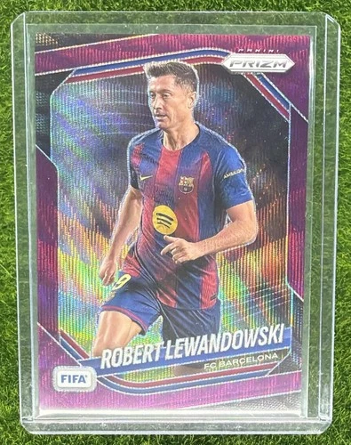 Robert Lewandowski 2025-26 Panini Prizm FIFA 10/49 Purple Wave Prizms Barcelona