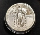 1917 STANDING LIBERTY QUARTER TRIBUTE ROUND, TYPE II - 2 OZ SILVER - INTAGLIO