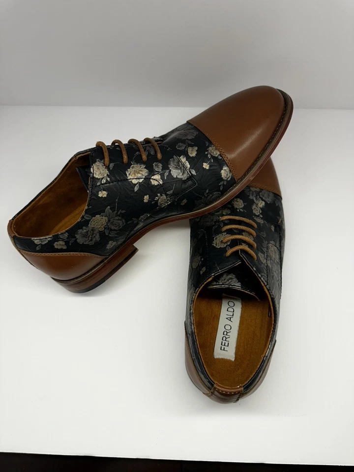 Zapatos de vestir informales Oxford con cordones puntera floral para hombre Ferro Aldo Berkley 7,5 Foto 3 de 4