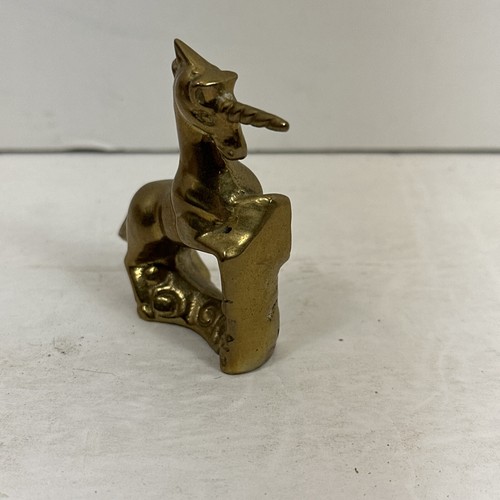 Handcrafted Genuine Solid Brass Mythical Unicorn Paperweight Figurine / Taiwan - Picture 2 of 9
