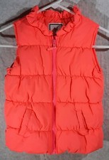 Gymboree Girl coral  Lined Puffer Vest sleeveless Coat Medium 5-6 Warm