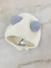 BABY WARM WINTER DOUBLE POM POM HAT BUTTON FLEECE WHITE GRAY SIZE 6-12M
