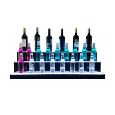 39" 3 Step Tier LED Lighted Shelves Illuminated Liquor Bottle Bar Display Stand