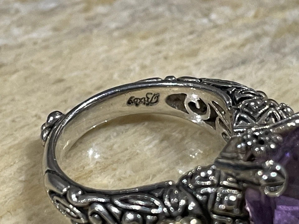 Anillo de cóctel de amatista Barbara Bixby en plata de ley y oro de 18 k talla 6,5 Foto 4 de 4