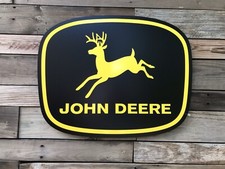 Antique Vintage Old Style John Deere Black And Yellow Farm Sign