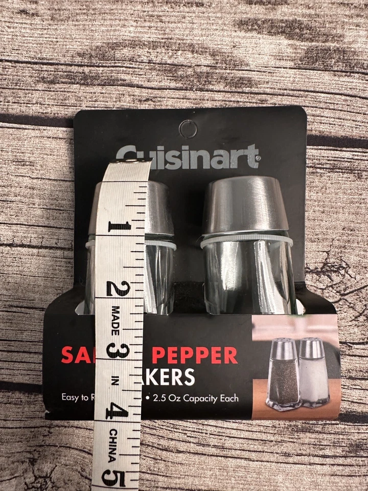 Salero y pimentero Cuisinart vidrio y plata cepillada 2,5 OZ capacidad cada uno Foto 4 de 4
