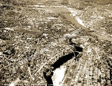 1937 Aerial View of Lowell, MA  and the Merrimack River Old Photo Reprint