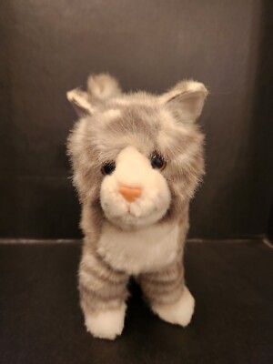 Douglas The Cuddle Toy Zipper Gray White Stripes Tabby Cat Plush Animal 12''
