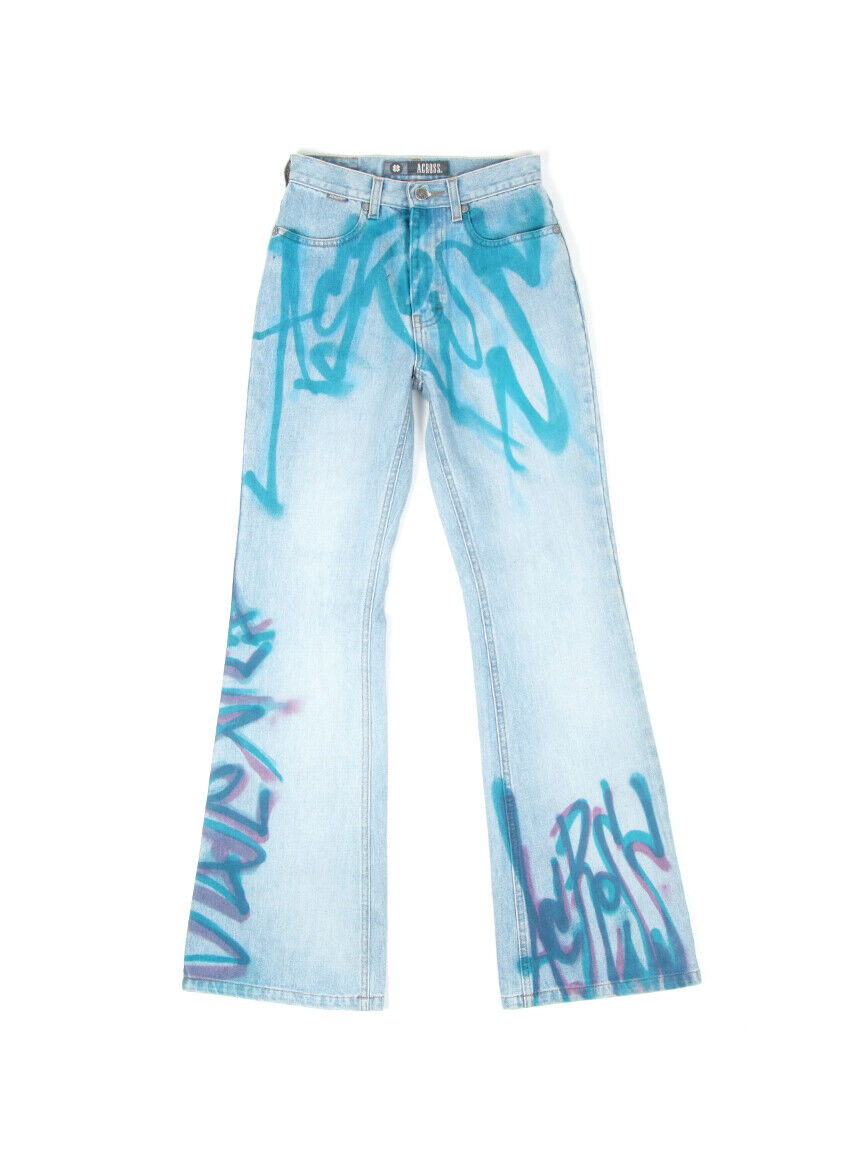 RaRe Vintage y2k ACROSS Flared Paint Spray Denim Jeans W 27-XS-S