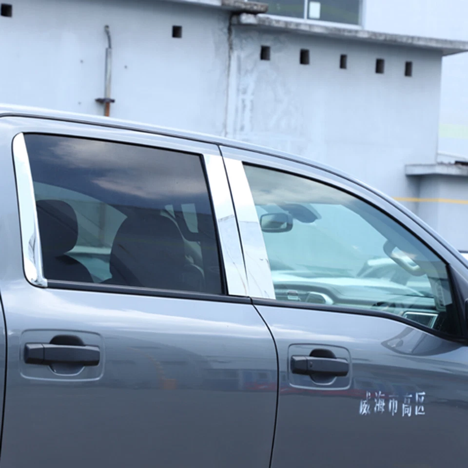 Cubierta de moldura de poste de pilar cromado de acero plateado para Nissan Titan 2016-23 Foto 3 de 4