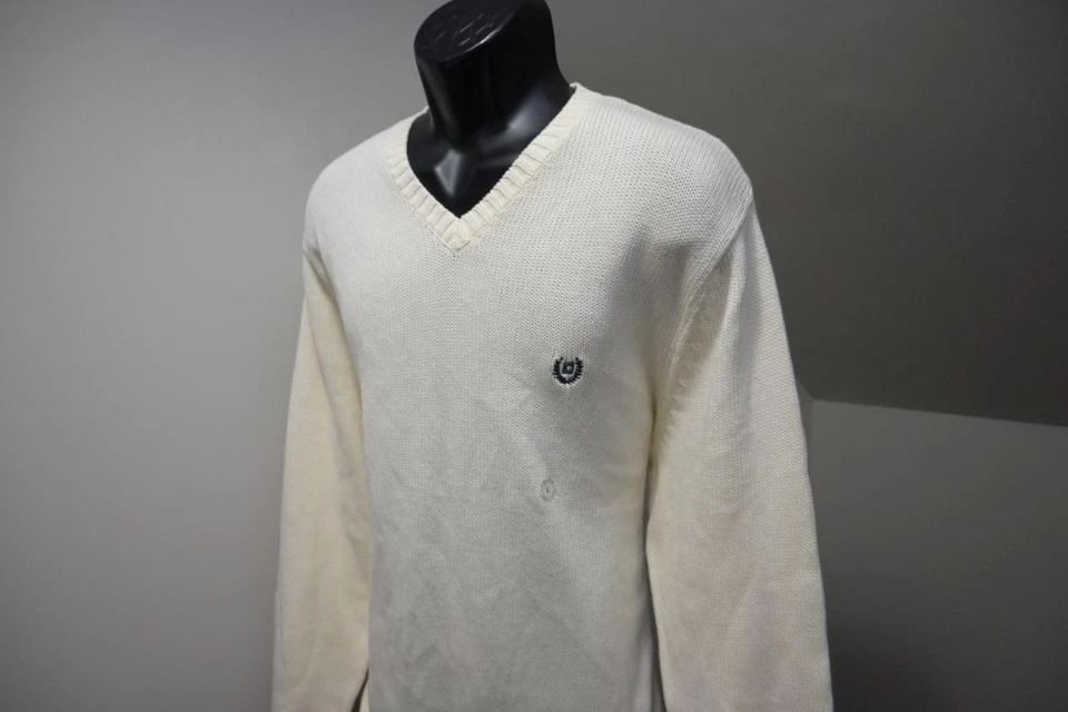 Suéter Pullover de Algodón Chaps Ralph Lauren Marfil Tejido Cuello en V Para Hombres Grande Nuevo con Etiquetas Foto 2 de 4