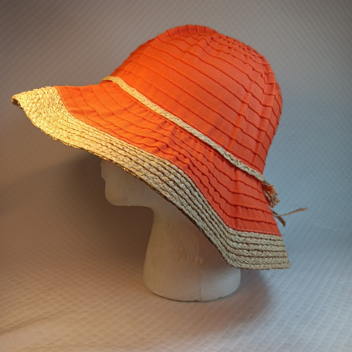 Vyg 90s Scala Beach Resort Cruise Hat Straw & Poly Bright 