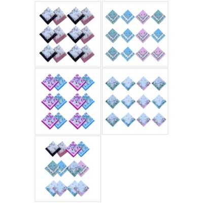 Flower Print Handkerchief Cotton Towel Kerchief Hankie Gifts Packing Cloth 12PCS