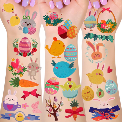Easter Temporary Tattoos for Kids - 230+ Easter Bunny & Egg Tattoo Stickers for