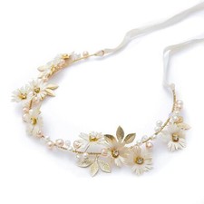 Bridal Hair Vines Pearls Flower Wedding Hair Accessories Evening Party Tiara ...