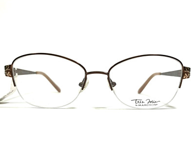 Marchon Eyeglasses Frames TRES JOLIE 188 210 Brown Cat Eye Half Rim 54-17-140