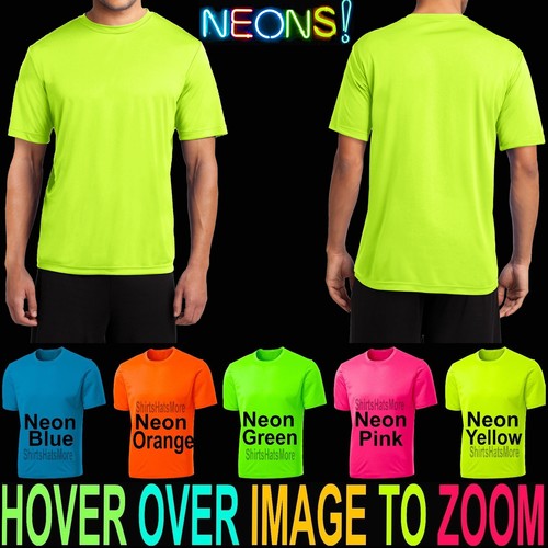 Mens NEON T-Shirt Moisture Wicking Exercise Tee Gym Basketball S-XL 2XL 3XL 4XL - Afbeelding 1 van 6