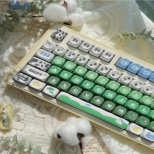 PBT Material Cow Pasture Keycaps Set 132 Keys/Set Personalized Keycaps - Photo 3/6