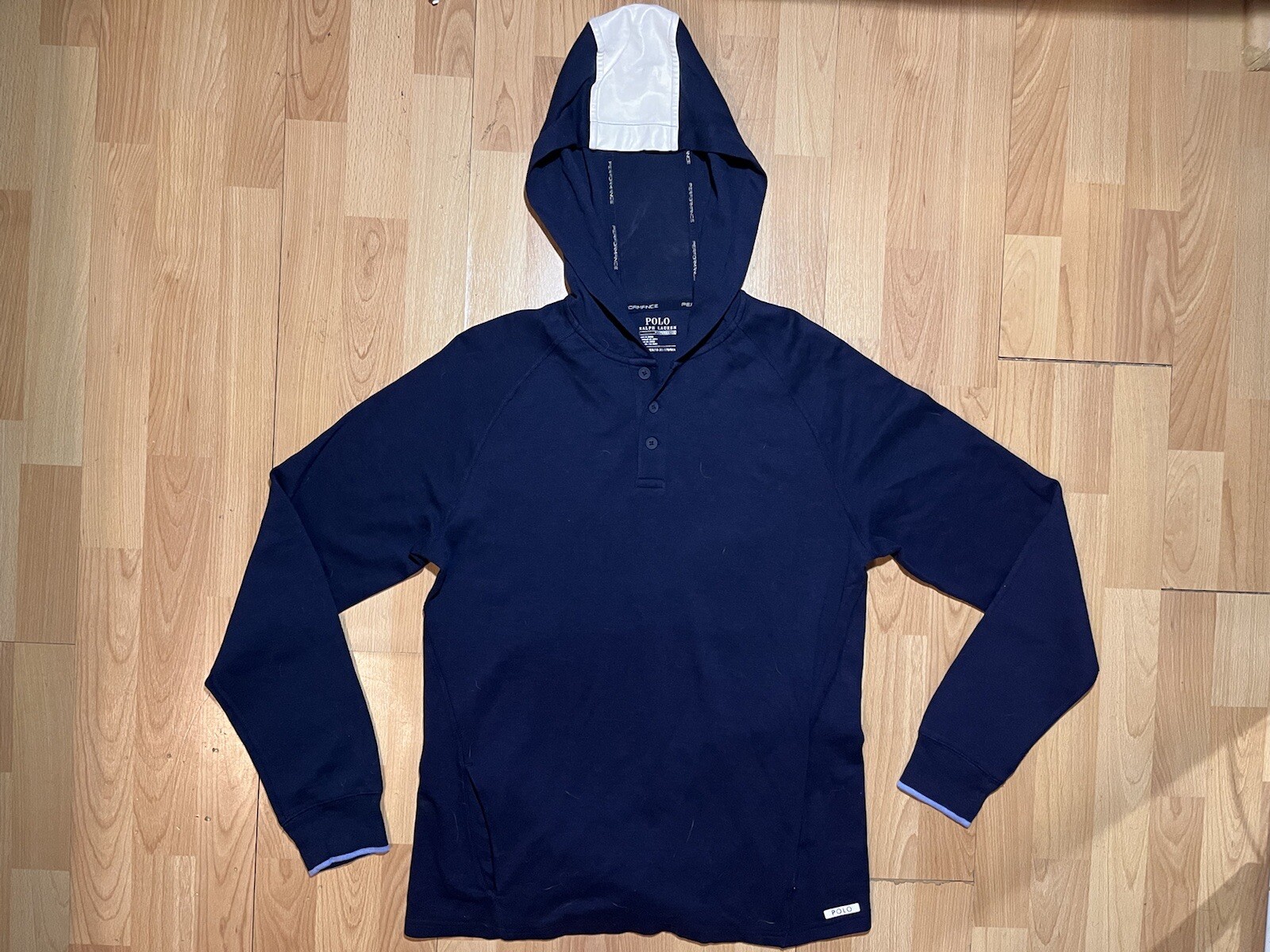 Polo Ralph Lauren Performance Felpa con Cappuccio Ragazzo XL Blu Manica Lunga Pony Logo
