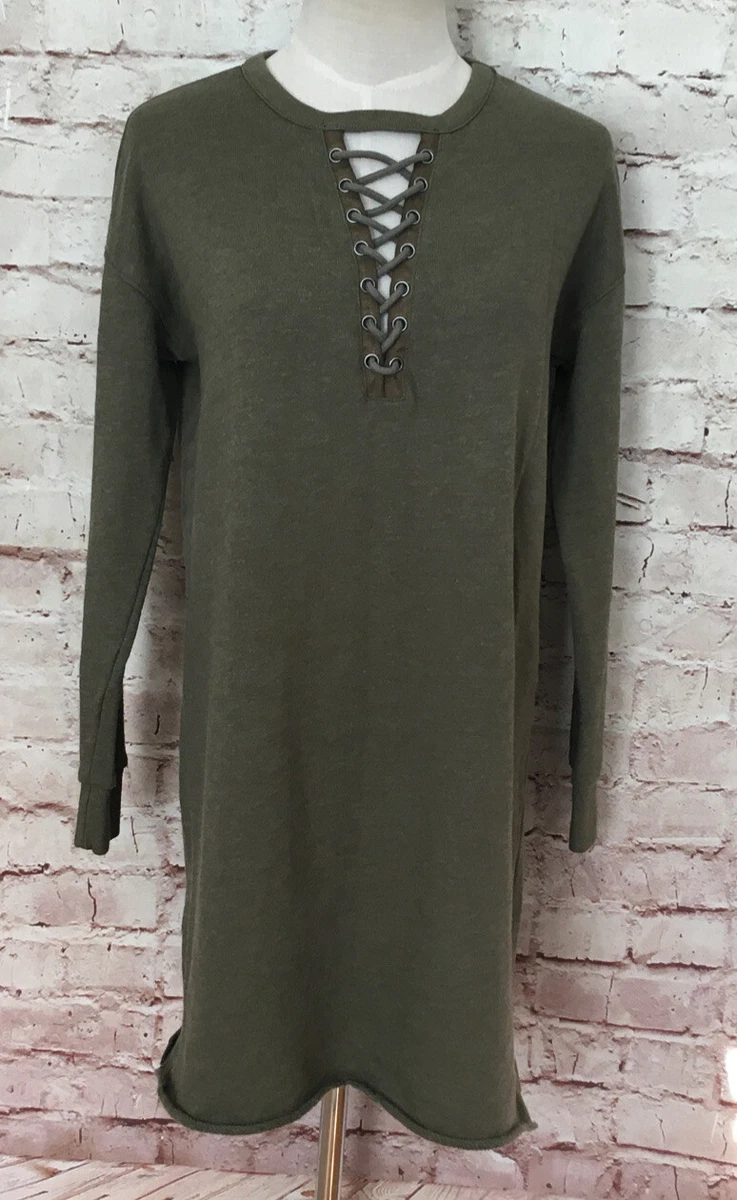 ae long-sleeve fleece babydoll dress AE Long-Sleeve Fleece Babydoll Mini Dress