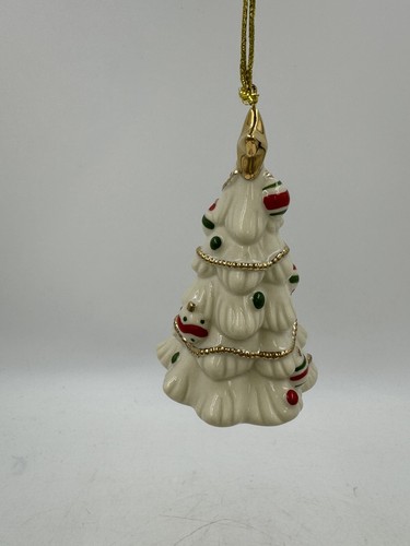 Small Lenox Procelain Christmas Tree Ornament with Gold Star and Tassle - Picture 6 of 7